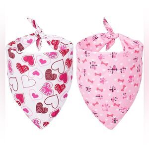 ADOGGYGO Valentine's Day Dog Bandana Adjustable Reversible Triangle Dog Scarf